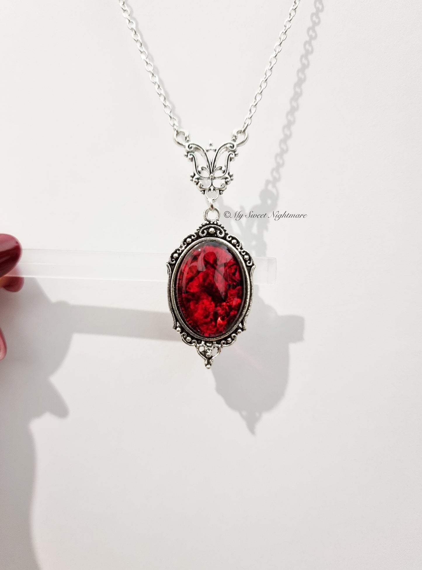 "LILITH" Victorian Gothic Cameo with Blood Effect Cabochon