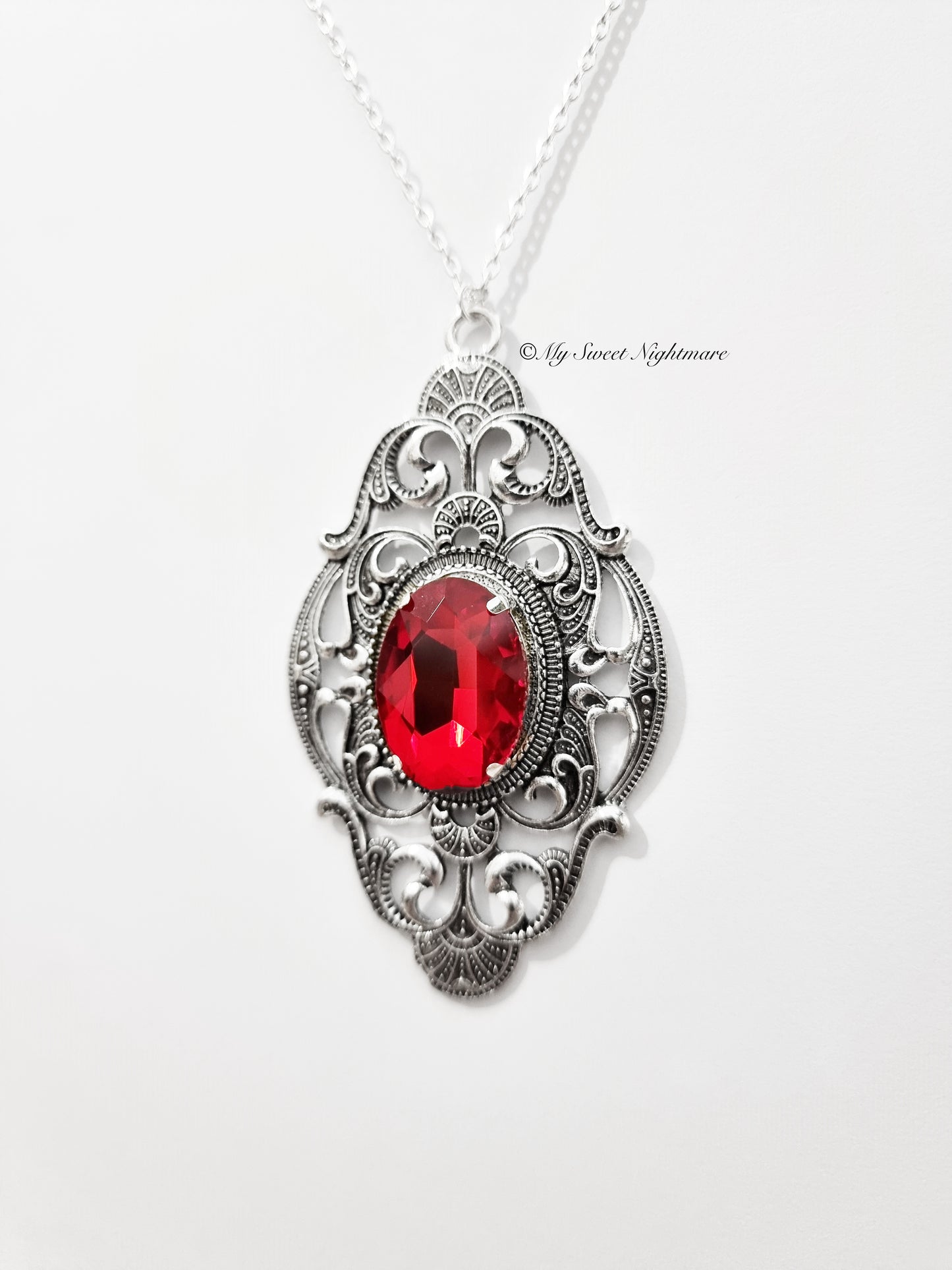 Victorian Necklace with Red Gem