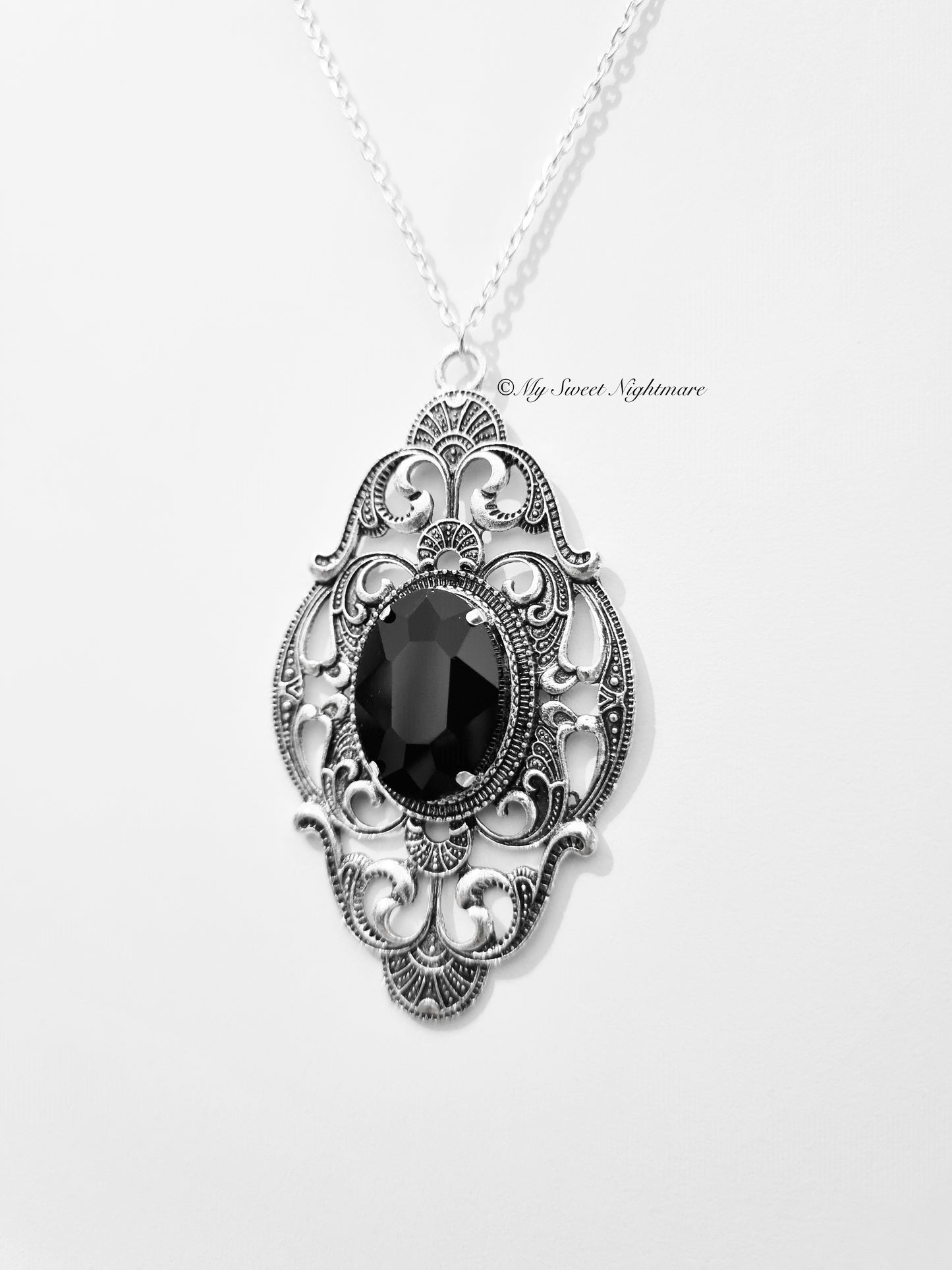Victorian Necklace with Black Gem