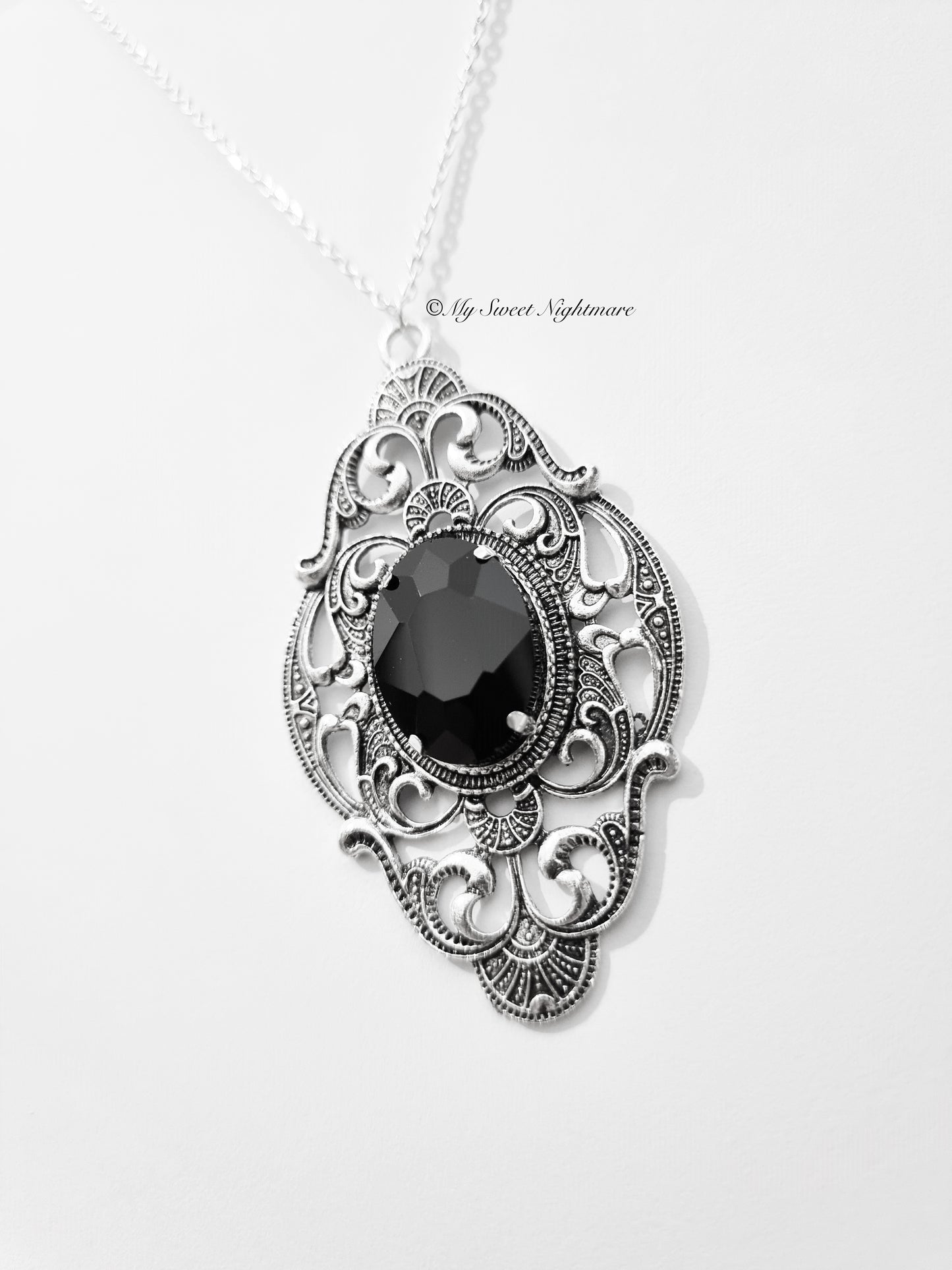 Victorian Necklace with Black Gem
