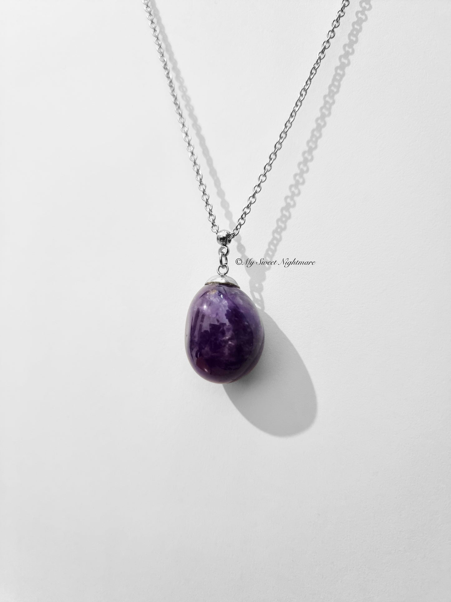 Pendant with natural tumbled Amethyst