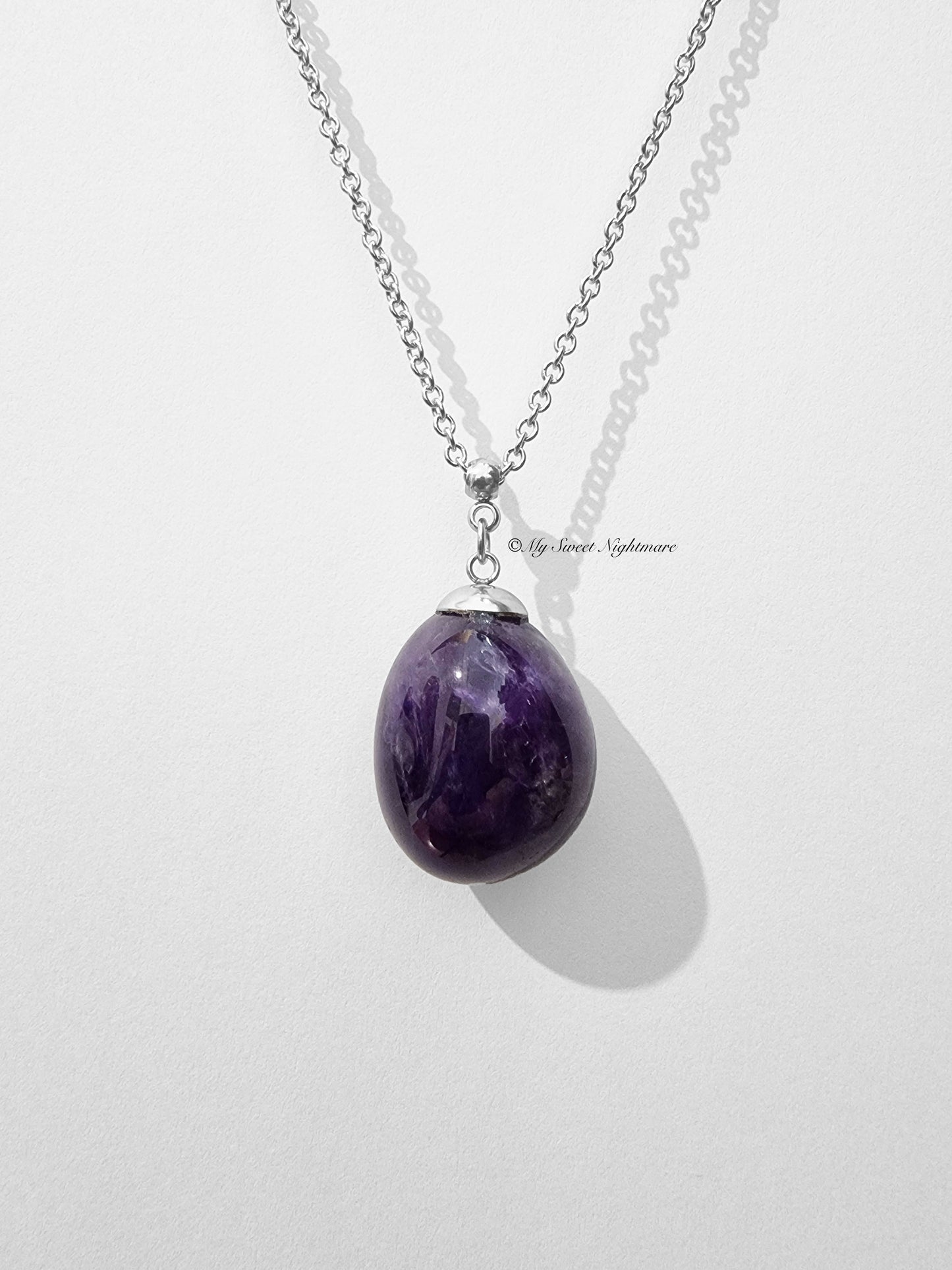 Pendant with natural tumbled Amethyst