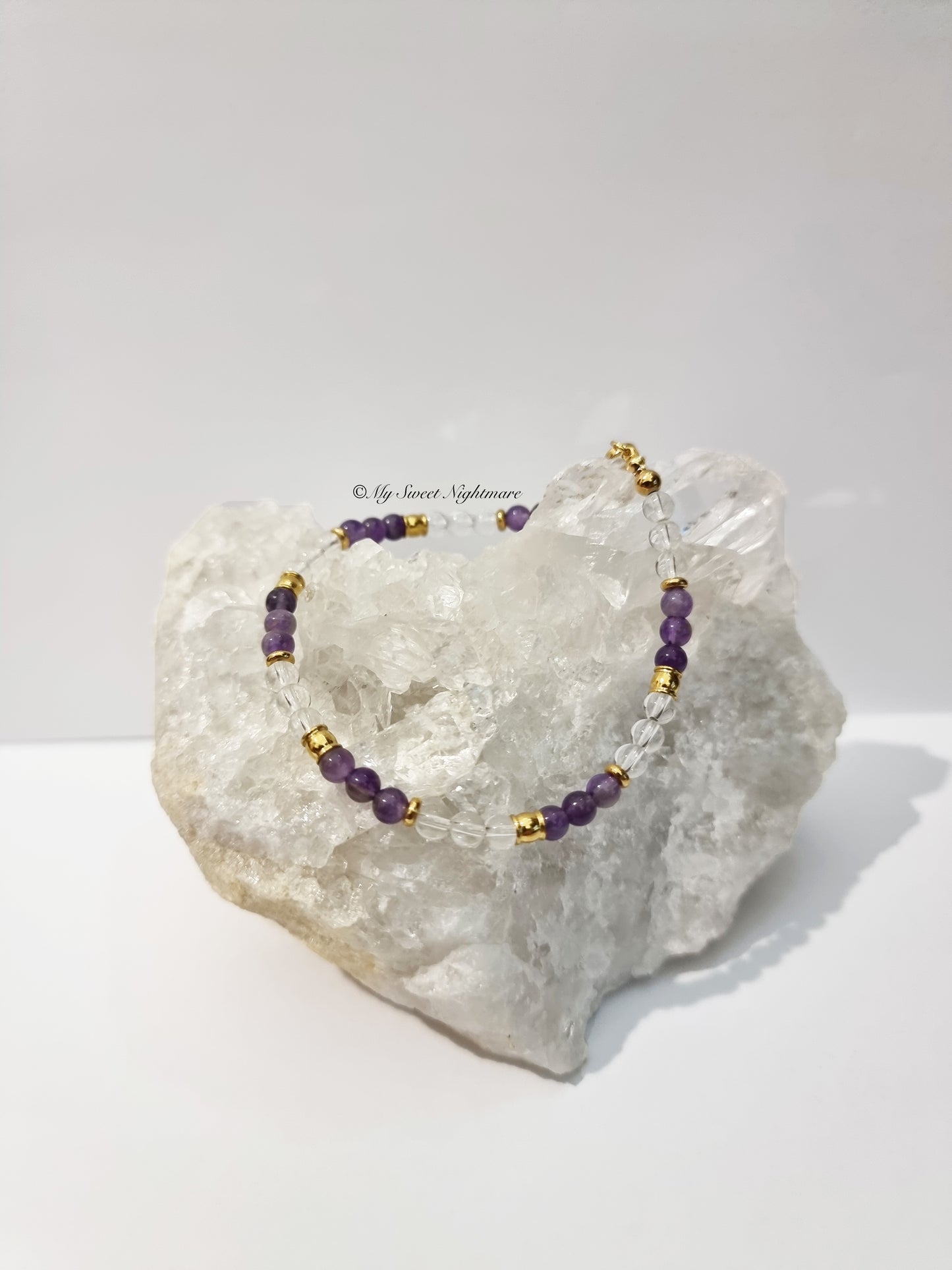 Bracelet with Amethyst and Rock Crystal (Hyalin Quartz)