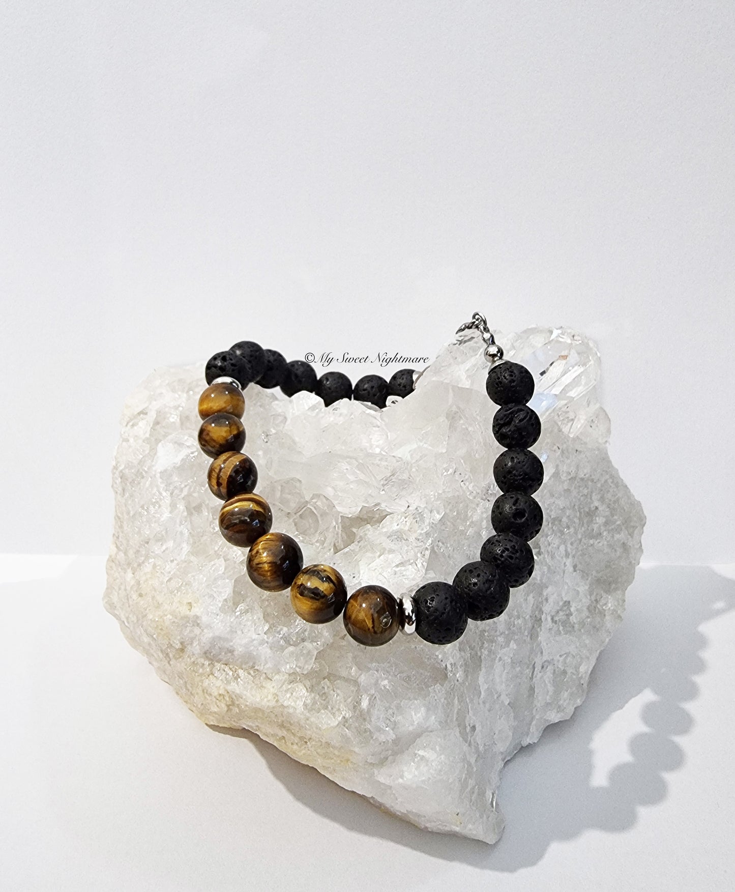 Bracelet with Tiger's Eye and Lava Stone