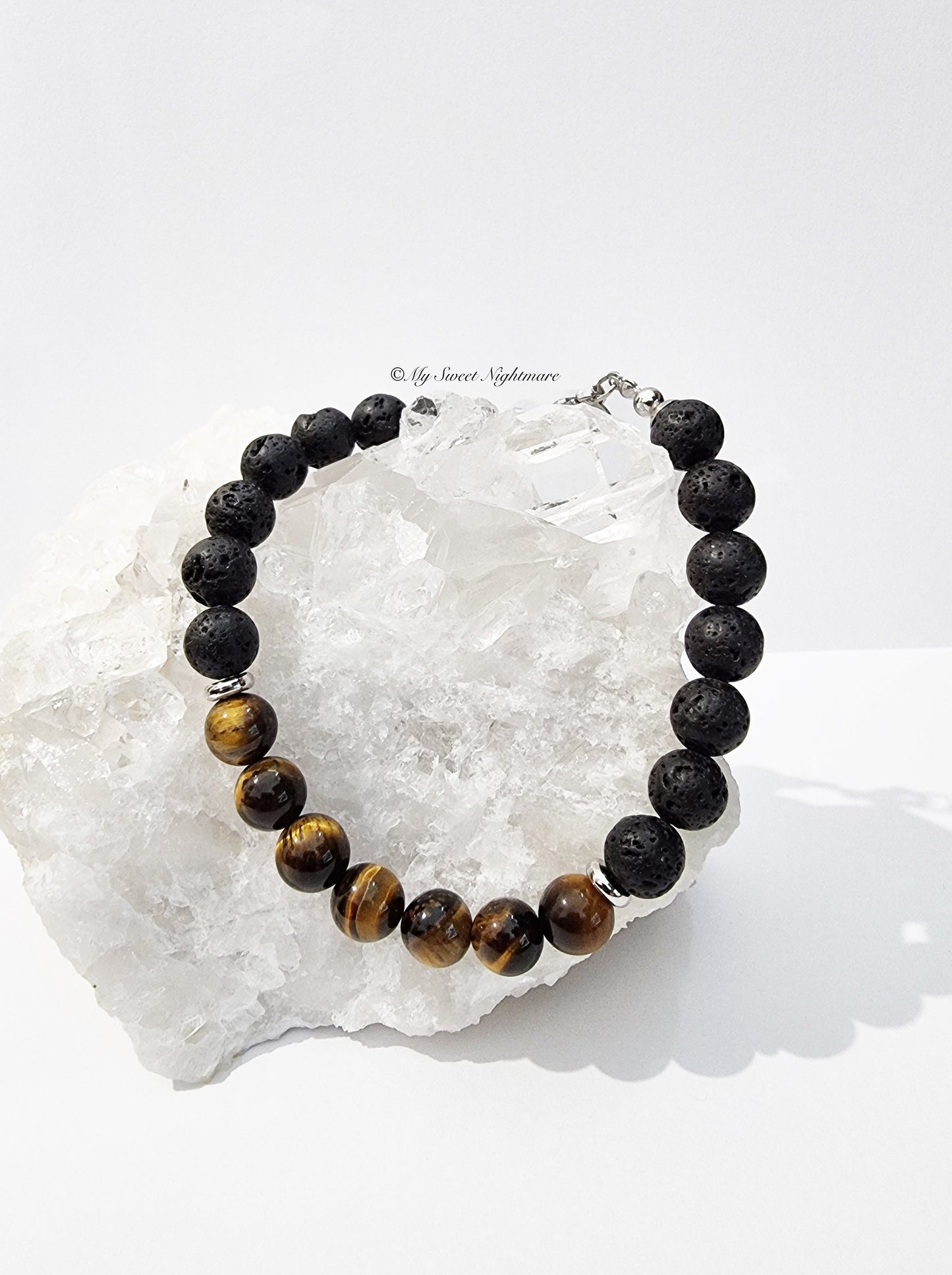 Bracelet with Tiger's Eye and Lava Stone