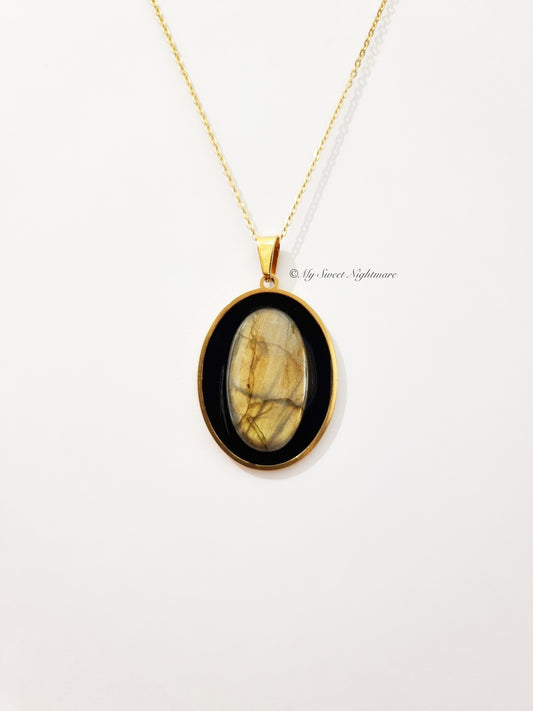 Collana con Labradorite e acciaio oro