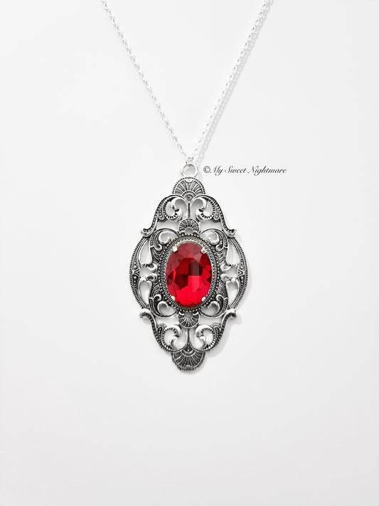 Victorian Necklace with Red Gem