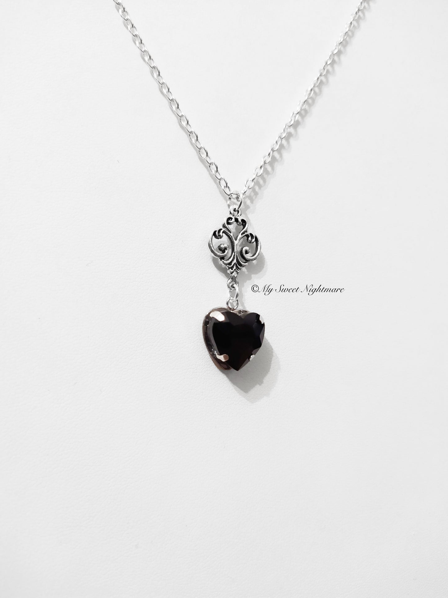 Black Crystal Heart Pendant