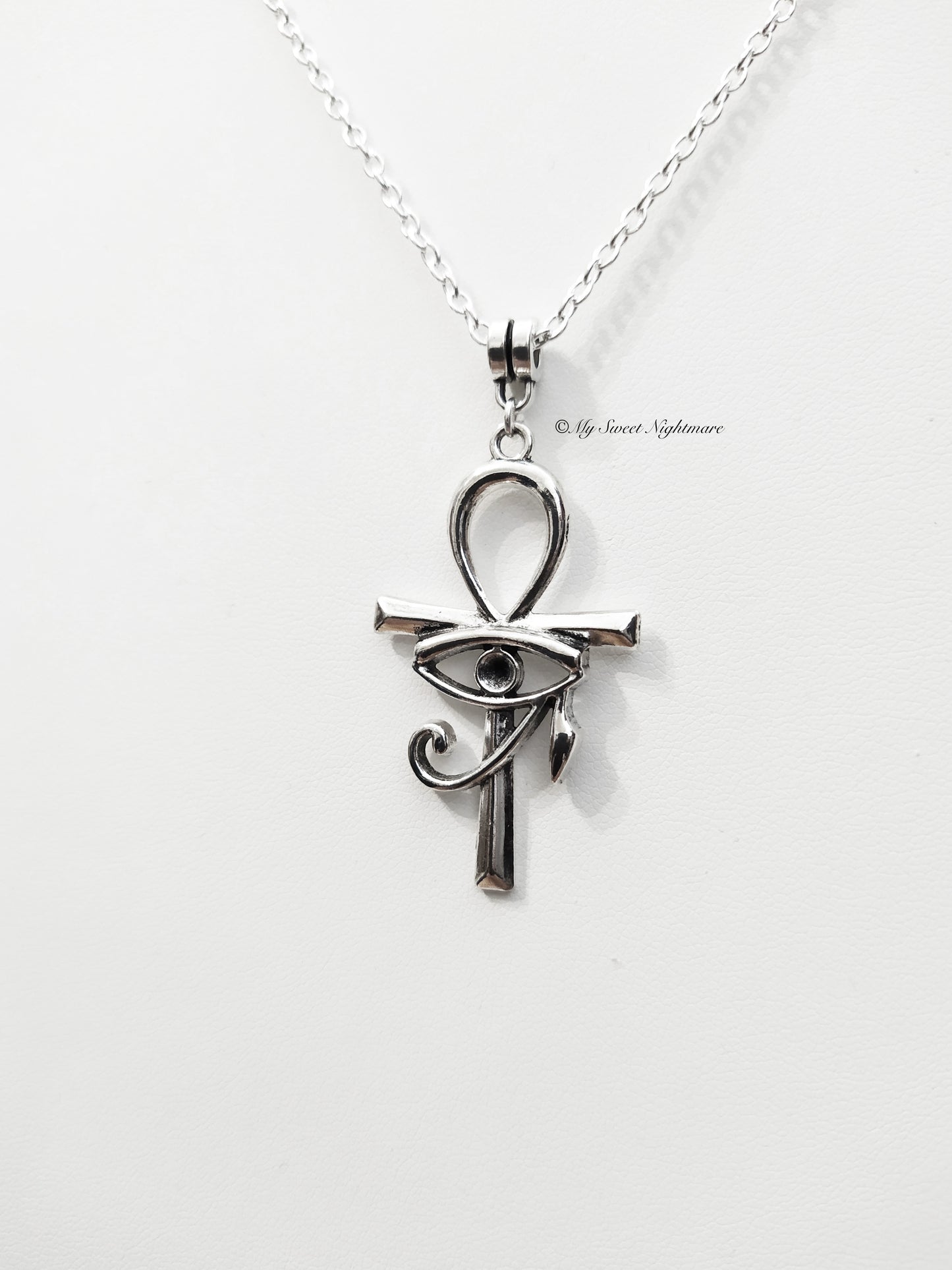Necklace with Eye of Horus and Ankh Cross