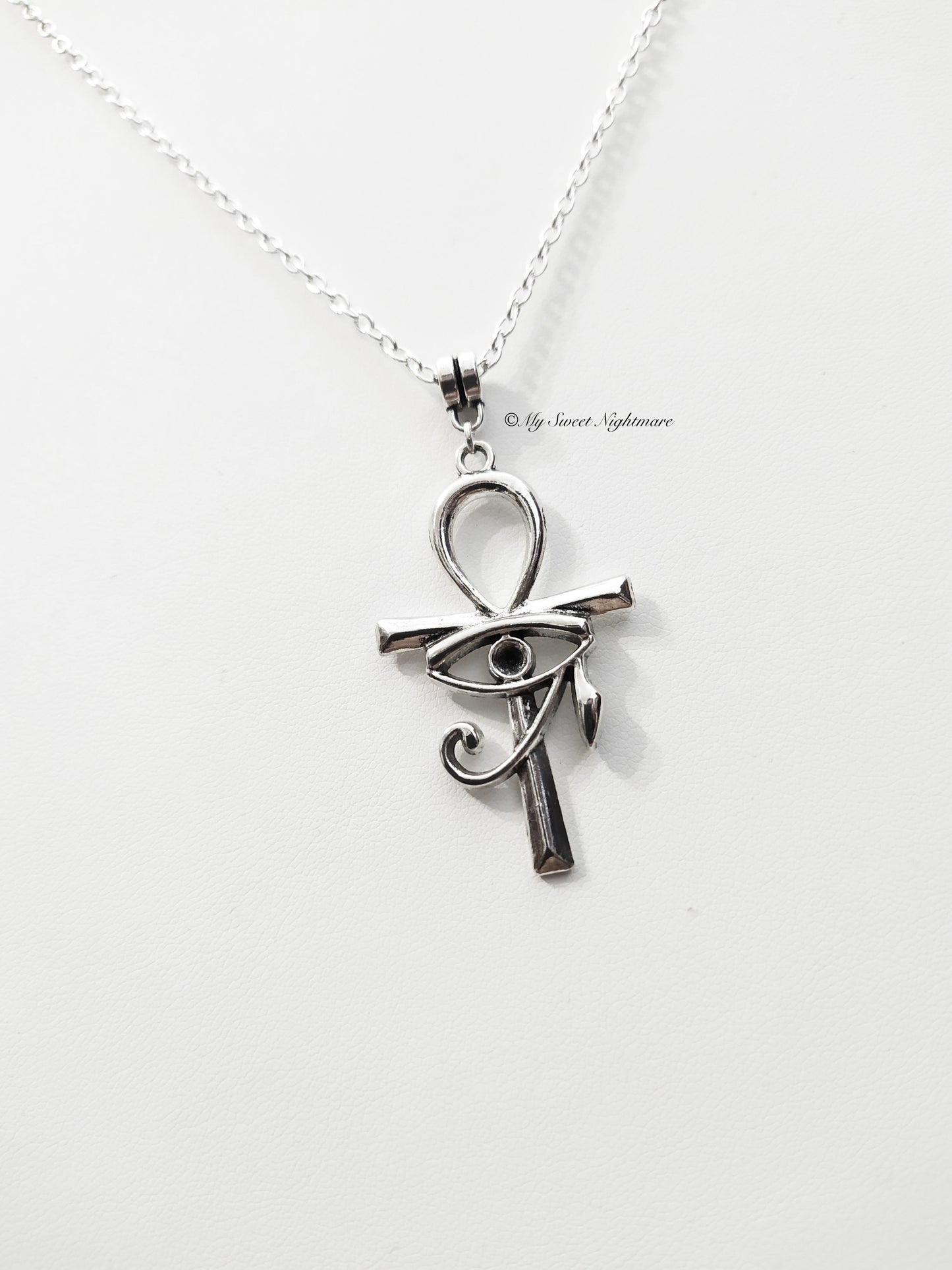 Necklace with Eye of Horus and Ankh Cross